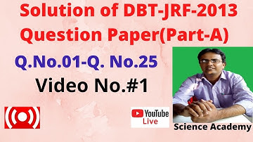 Live Session on DBT-JRF-2019 Question Paper Solution (PartA)