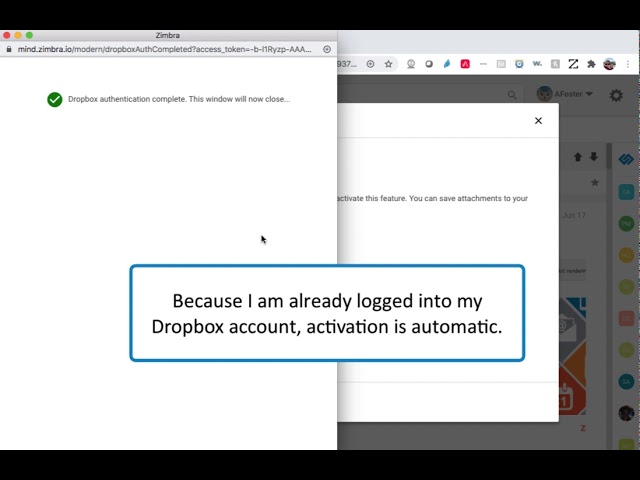 Zimbra Modern UI Dropbox Integration Demo