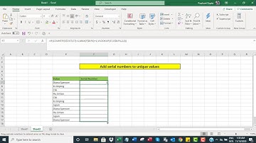 Assign serial numbers to unique values in Excel