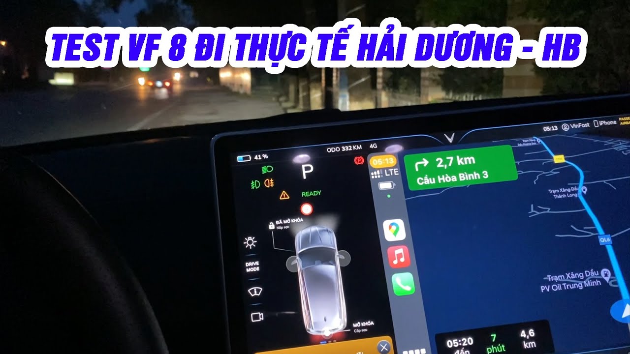 Test quãng đường di chuyển thực tế của VinFast VF 8 khi đi từ Hải Dương ...