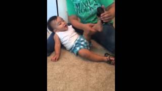 Funny baby, Ethan is ticklish!