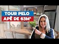 TOUR pelo APARTAMENTO DE 63M² totalmente DECORADO (Conceito aberto, moderno, cozinha integrada)