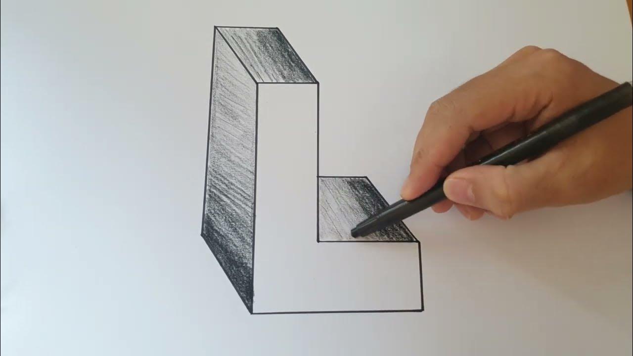 How To Draw Letter "'L" in 3D Easy Step By Step 3D Letter L Drawing