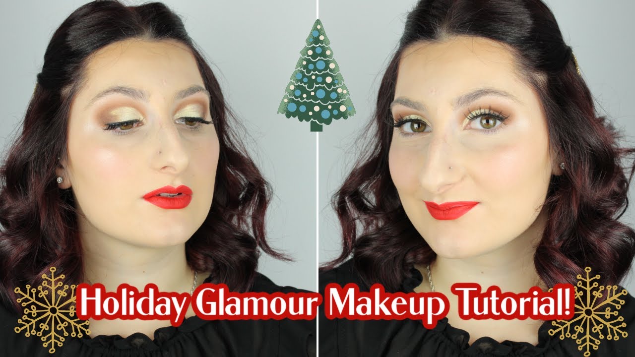 Holiday Glamour Makeup Tutorial! | Bronze/Gold Smokey eye and Bold Red Lip