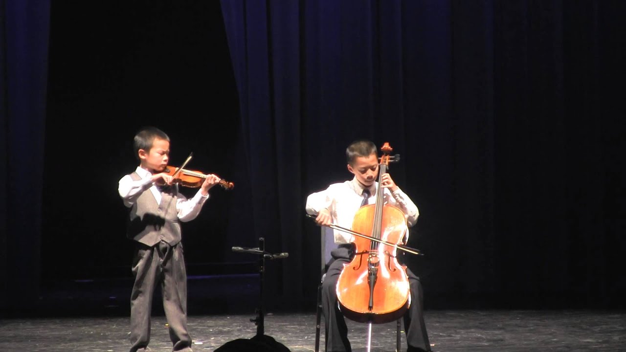 Violin and Cello Duet Minuet No. 2, talent show YouTube
