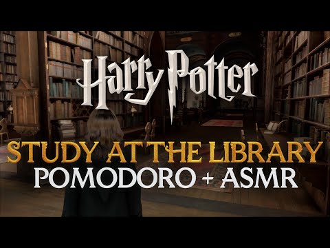 📙HOGWARTS LIBRARY POMODORO ASMR + MUSIC | Harry Potter Study Session Timer with Ambience Sounds