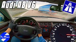 : Audi A8 2,8l V6  POV Test Drive | on GERMAN AUTOBAHN | NO LIMIT  | Facelift 193 HP