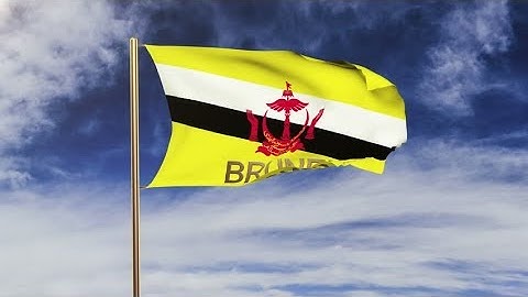 4K Brunei flag with title waving in the wind. Looping sun rises style. Animation loop Stock video