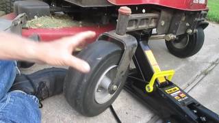 Inflating a tubeless lawnmower tire that's off the rim.