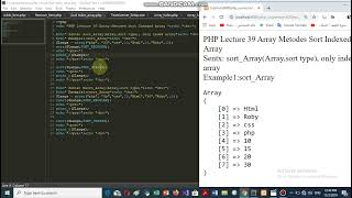PHP Lecture 39 Array Methods Sort Indexed Array