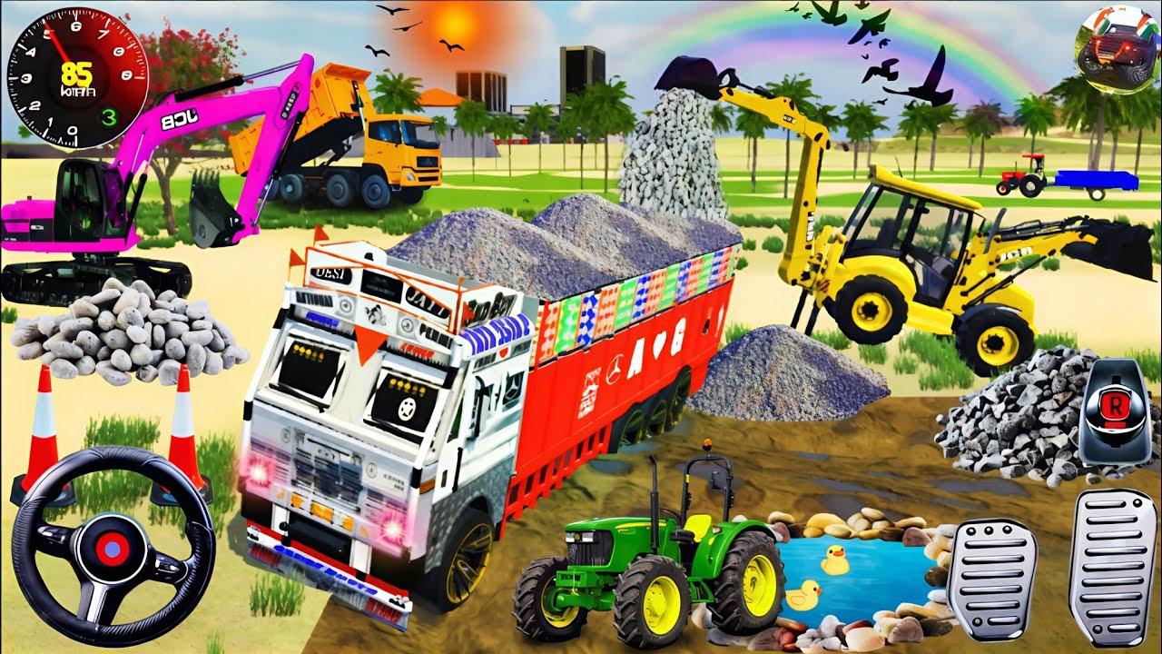 🔴Drive JCB and Uploading 🪨🏗Stone From Dumper🌋 Truck in Game 