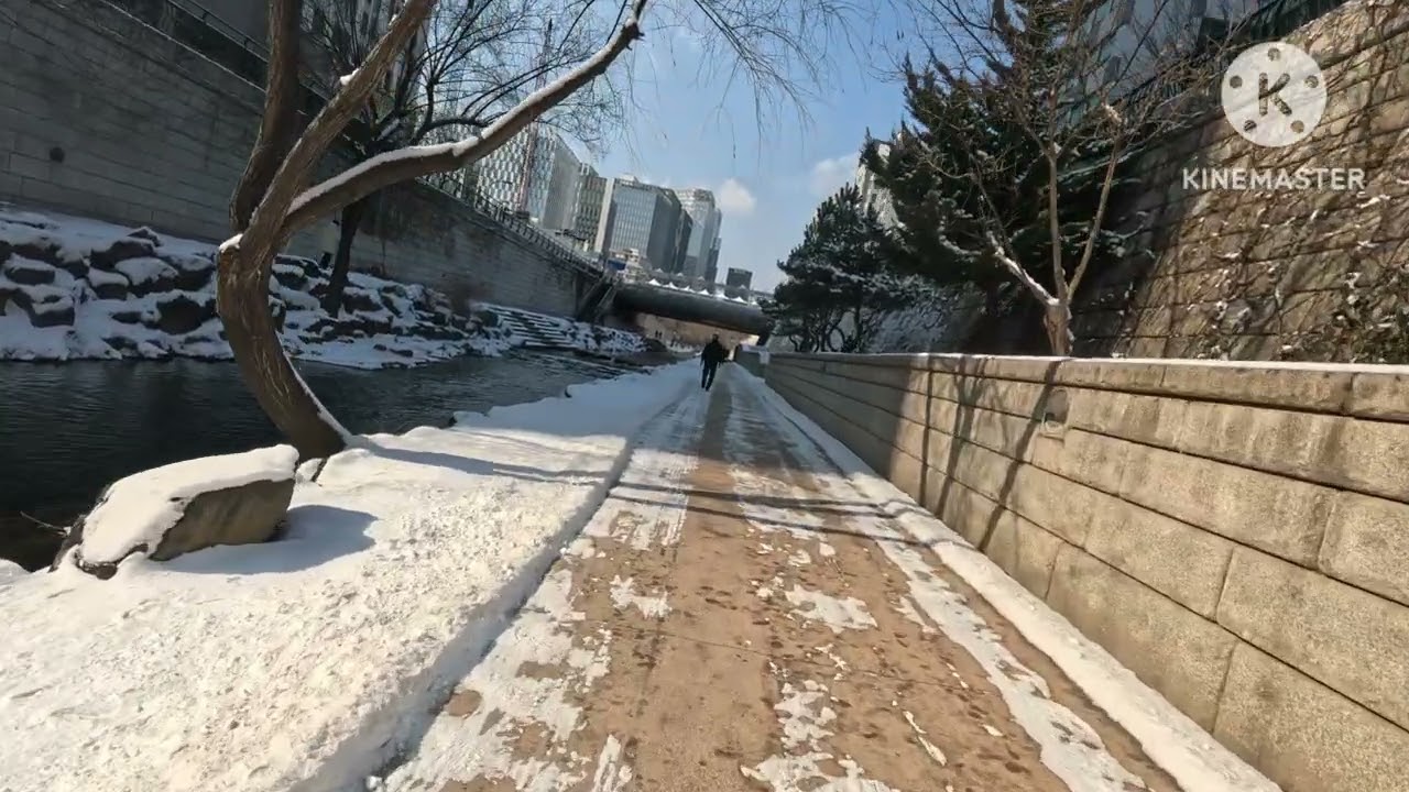 [4k]걸어서 세상속으로.Ep.129_눈쌓인 청계천_ ASMR 