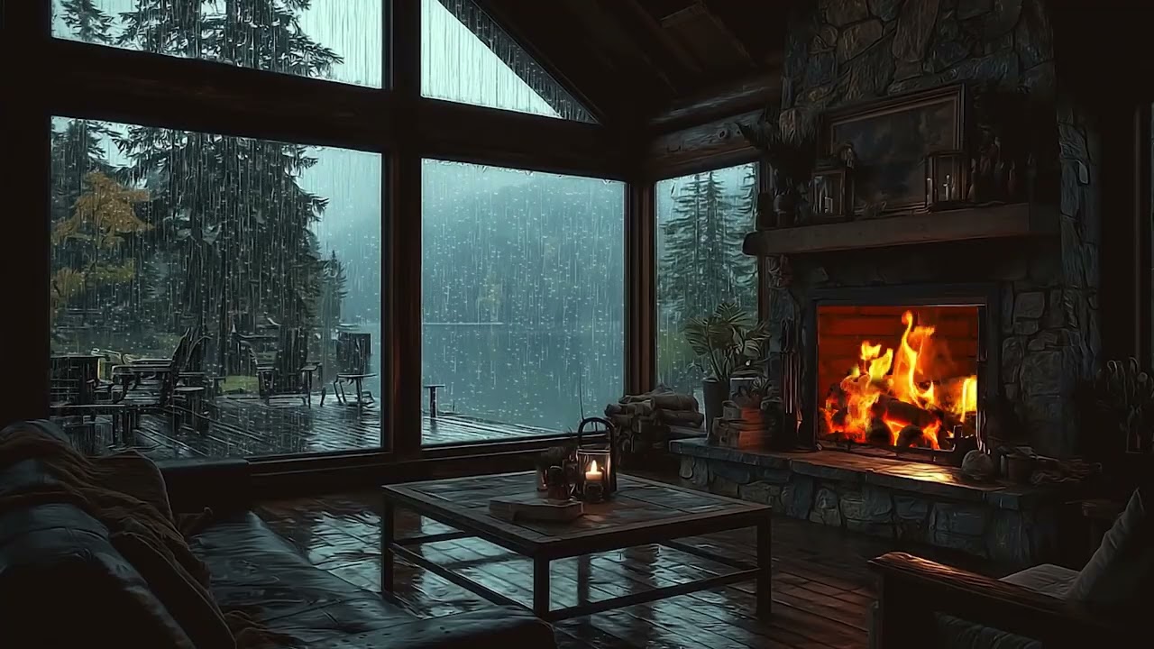 Relaxing Piano Rain ASMR 🌧️🔥 Cozy Fireplace Sounds for Sleeping