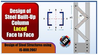 How to Design a Laced Steel Built-up Column | Channel | Face to Face | Bolted & Welded connection.