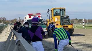Parx Racing gate crew during a pre race delay