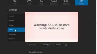 WD My Cloud, Restoring the System's Factory Settings - Quick Factory Restore screenshot 1
