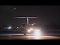 Gulfstream GV Night Landing & Taxi (VNY)