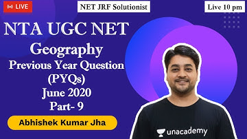 Geography | Previous Year Question | June 2020 Part- 9 | NTA UGC NET/JRF/Assistant Professor/PGT