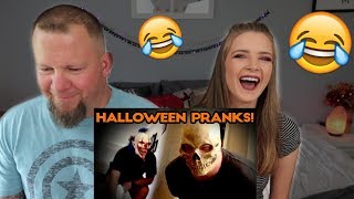 Reacting to HALLOWEEN SCARE FAILS with my dad!