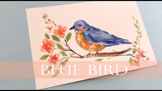 Easy Watercolor Blue Bird for Beginners/ Step by Step Tutorial
