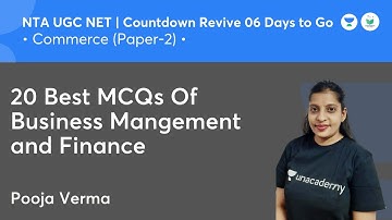 20 Best MCQs Of Business Mangement and Finance | Commerce | NTA UGC NET JRF 2021 | by Pooja Verma
