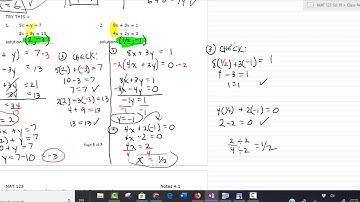 MAT 123 Finite Math Section 4.1 Part 2 Systems of Equations