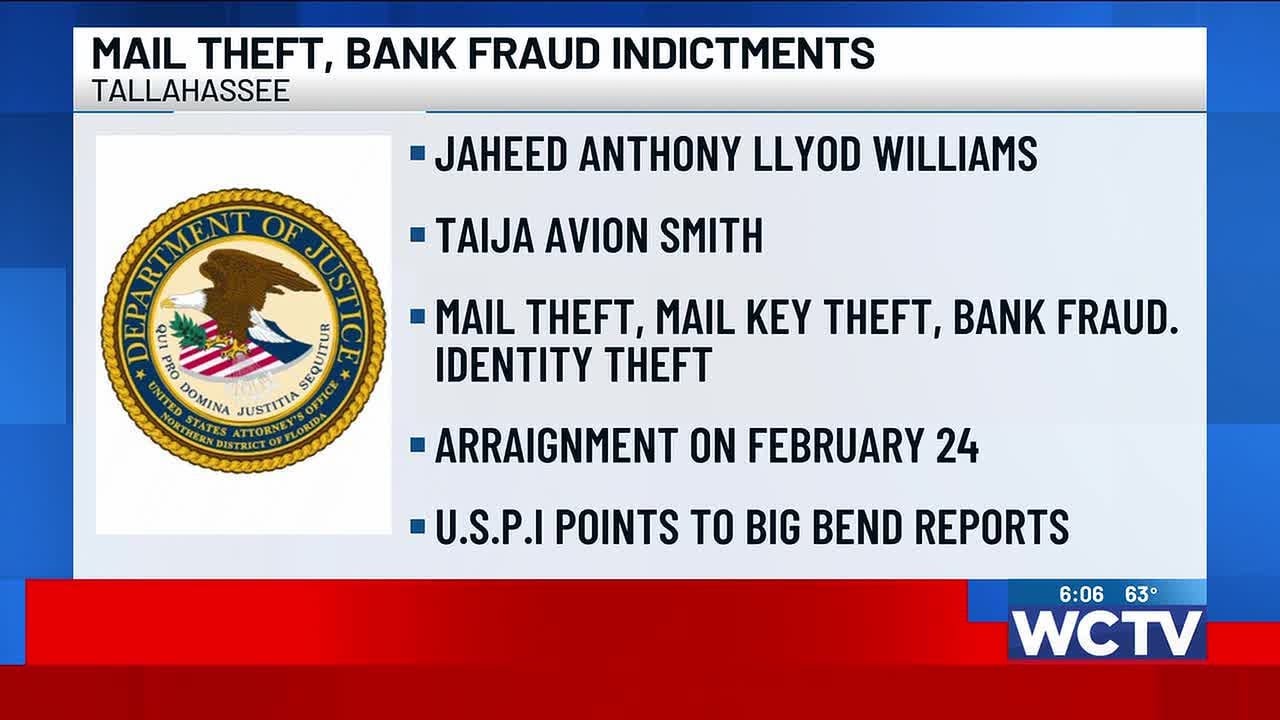Two indicted for mail theft and fraud, among other federal charges in Tallahassee