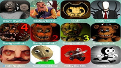 Hello Neighbor,Granny,Bendy,Slender Rising,Five Nights at Freddy's,LIMBO,Barren Lab,Baldi's basics