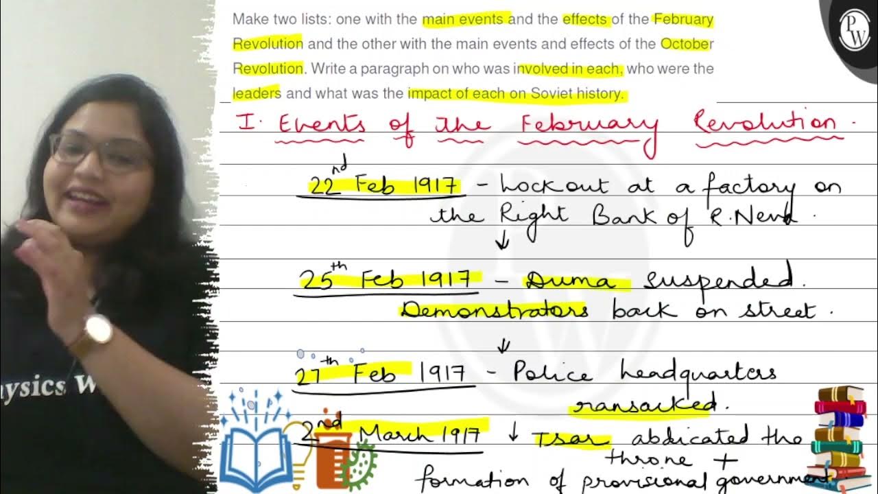 Make two lists one with the main events and the effects of the