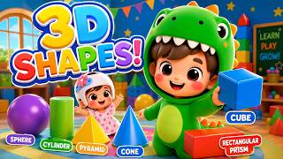 3D Shapes Song for Kids | Learn Sphere, Cube, Cylinder, Cone & More!