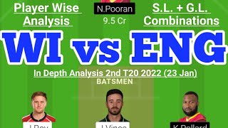 WI vs ENG Dream11 Team | WI vs ENG Dream11 2nd T20 23 Jan |WI vs ENG Dream11 Today Match Prediction