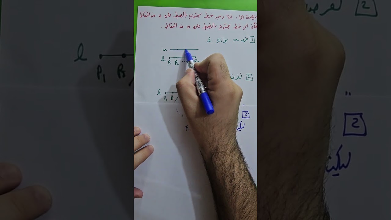 م10(اذا وجد خط يحتوي n من النقاط فأن اي خط يحتوي بالضبط n من النقاط). نوار الأسدي