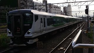 [平日限定！]E257系 OM-51編成 臨時特急富士回遊72号新宿行が立川駅3番線に入線するシーン