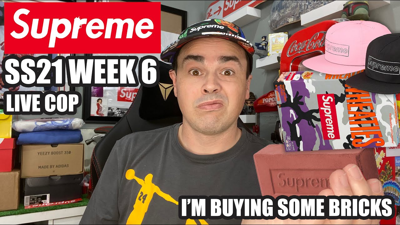 SUPREME SS21 WEEK 6 LIVE COP - KAWS Box Logo Hats, Box Cutters, and Wheaties - Swift Sole for the W!