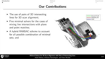Minimal Solvers for 3D Scan Alignment with Pairs of Intersecting Lines