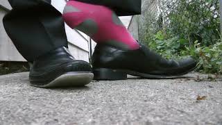 Suited Shoeplay in Robert Wayne Slip-ons, Pink Socks