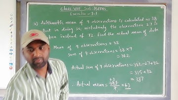8th Maths, Chapter 7 :Frequency distribution tables and Graphs,       Exercise 7.1 (part 2)