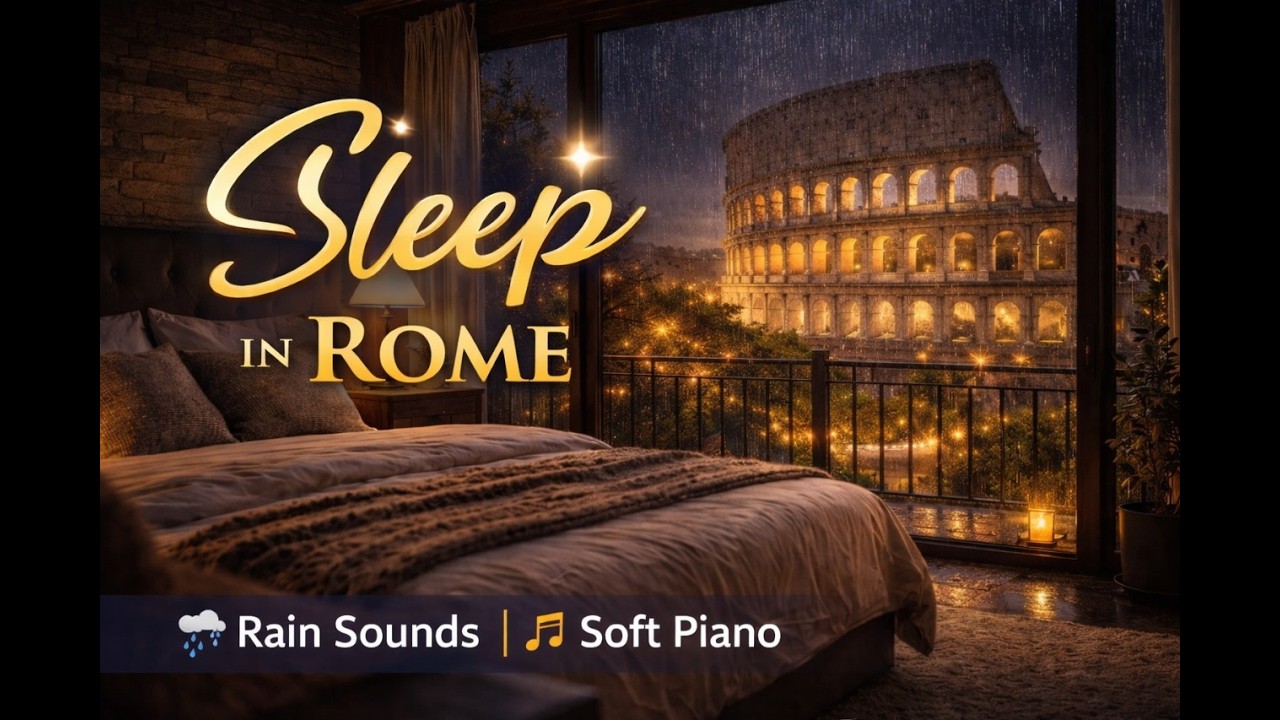 Sleep Music with Rain 🌙 | Cozy Bedroom in Rome | Deep Sleep