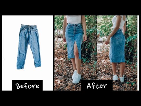 DIY - How to turn an old pair of JEANS into a MIDI DENIM SKIRT