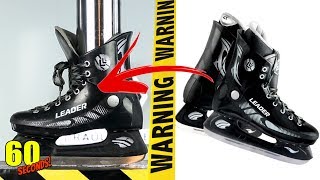 【60秒間の実験】油圧プレス100トン VS ホッケースケート | Hockey Skates (60 Seconds!)