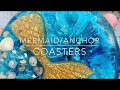 #25 alcohol inks mermaid & anchor resin coasters