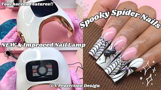 Black & White Spooky Spider Nail Tutorial 🕷️ | NEW Improved Melody Susie Nail Lamp w/ Touchscreen