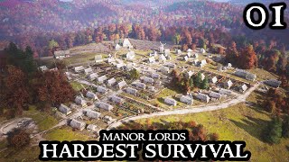 Manor Lords - THE BEST START on HARDEST Settings || HARDCORE Survival City Builder Hardmode Part 01
