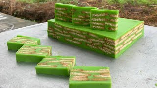 Agar Agar Kek Batik Pandan-puding kek Batik Padan-Ringkas Dan Mudah