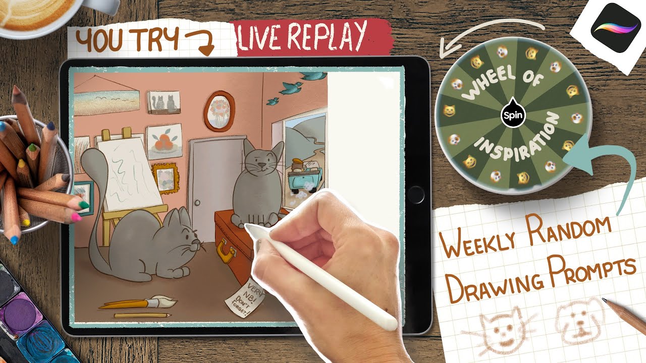 Weekly Drawing Weekly Drawing Prompt for Beginner Illustrators USING PROCREATE - YouTube