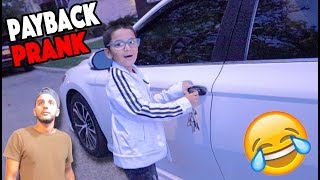 I Stole His Car And Little Brother!!! *PAYBACK PRANK*
