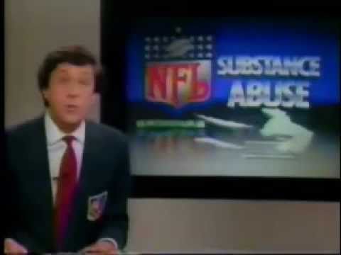 (c)1988 NFL; NBC Universal Another repeat. First is a brief WAVY ID touting one of their Virginia Associated Press Award wins (most of these are on some tapes with WAVY footage from the early part of 1988). Then we see the NBC Sports Olympic ID (more on that later); then the "Great Games, Great Moments" segment of the NFL Live! intro (featuring the Miami/NY Jets AFC Championship Game; Philadelphia/Oakland in Super Bowl XV; and Denver/San Diego from a 1985 regular season match) prior to leading into the studio shot. But instead of Bob Costas, the first face we see is Bob's NBC pregame predecessor, longtime WNBC sports director Len Berman (Costas, along with regular pregame co-host Ahmad Rashad and contributor Gayle Gardner as well as most of NBC's top-tier play-by-play men were on their way to South Korea) and are replaced by Paul Maguire (who split his time between the #2 NBC crew {normally alongside rising star Marv Albert} and the pregame show that year) and Gayle Sierens (more on her in part two). The top story on this broadcast is the drug situation in the NFL that led to the suspensions of 16 players (most notably, New York Giants linebacker Lawrence Taylor; but also several San Francisco 49ers including eventual Super Bowl XXIII hero John Taylor). This segment includes an interview by NBC/Sports illustrated contributor Frank Deford with NFL Commissioner Pete Rozelle; followed by a previously-taped interview between Berman and Chicago Bears defensive end/Super Bowl <b>...</b>