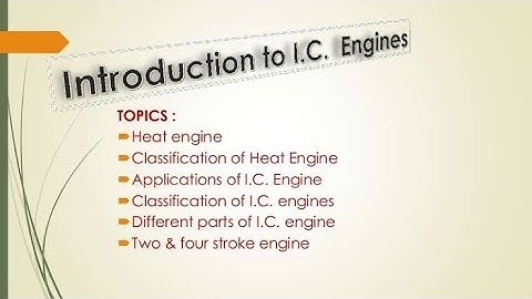 I C Engines# Engine Performance Parameters L1#