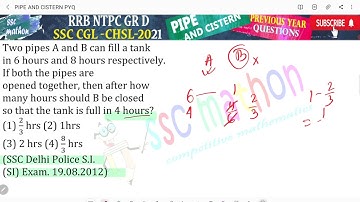 Two pipes A and B can fill a tank in 6 hours and 8 hours respectively.If both the pipes are