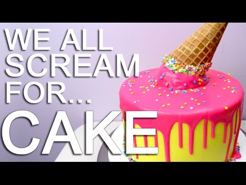 How To make a PINATA Melted Ice Cream Cone Drip CAKE